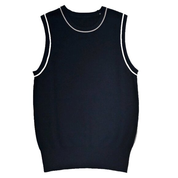 Zara Women's Blue Knit Sweater Vest Contrast trim Sleeveless Modern Minimalist M - Picture 1 of 6